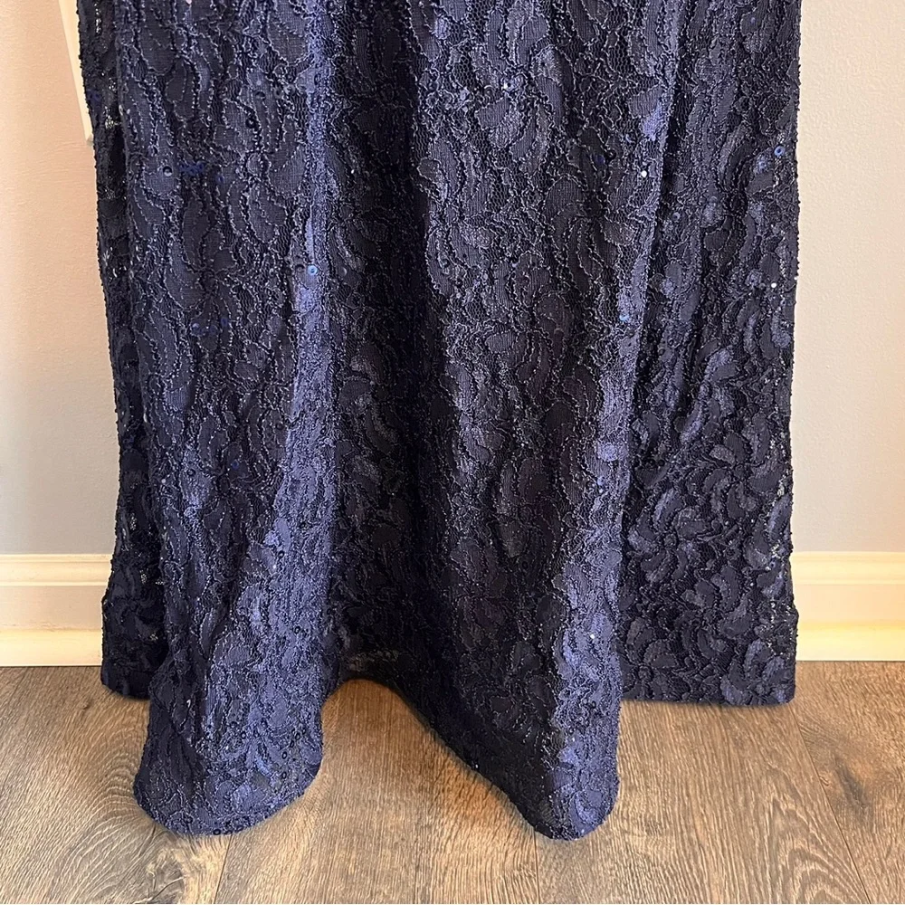 My Michelle 3 Navy Embellished Lace Long Prom Mermaid Dress